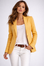 Blazer de mujer de un botón, solapas de muesca y manga larga