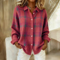Pull femme à carreaux, col et boutons