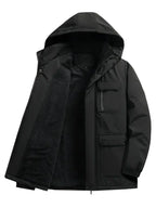 Parka de hombre con capucha, bolsillos y manga larga
