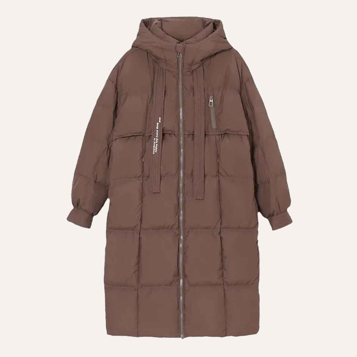 Chaqueta acolchada larga de mujer con capucha, oversize