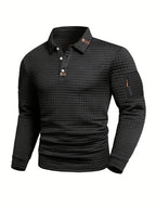 Polo de punto de hombre con textura de manga larga