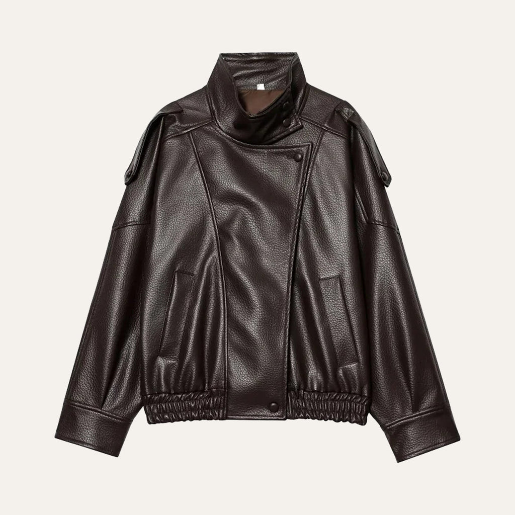 Veste bomber femme oversize à col montant et poches