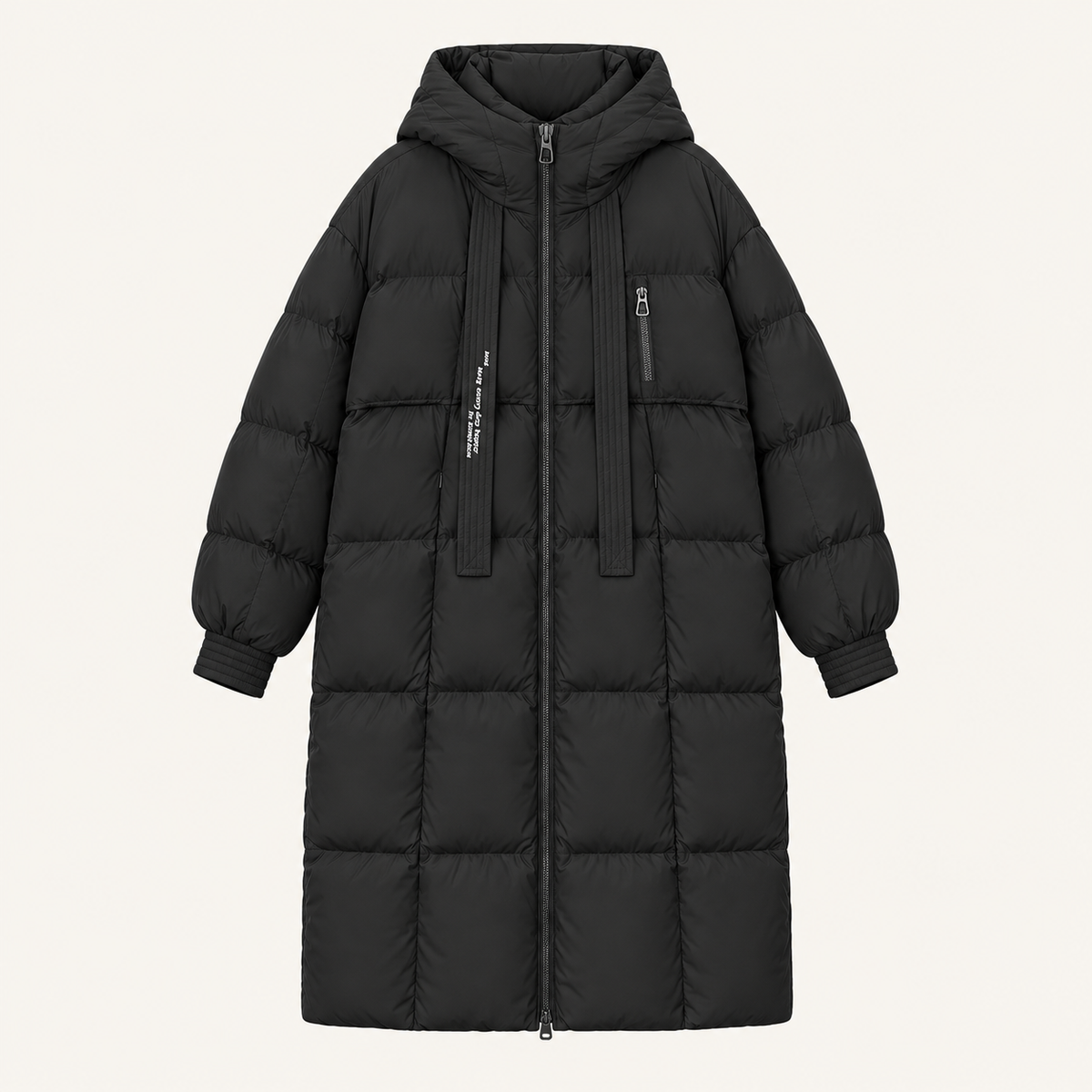 Chaqueta acolchada larga de mujer con capucha, oversize
