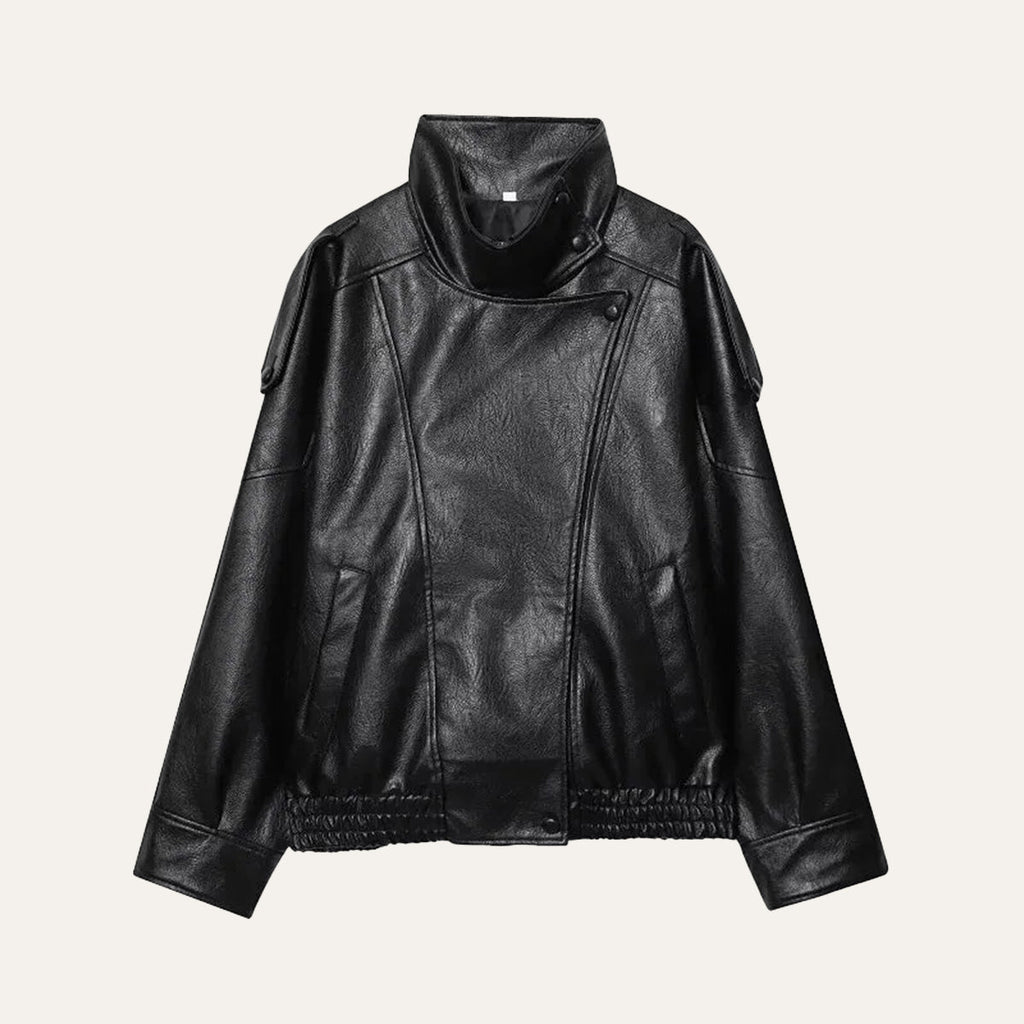 Veste bomber femme oversize à col montant et poches