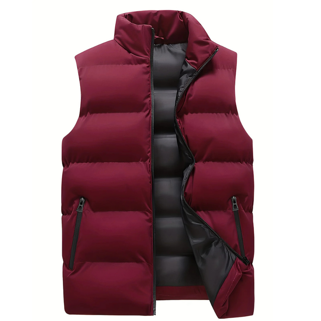 Gilet sans manches matelassé homme à col montant et zip