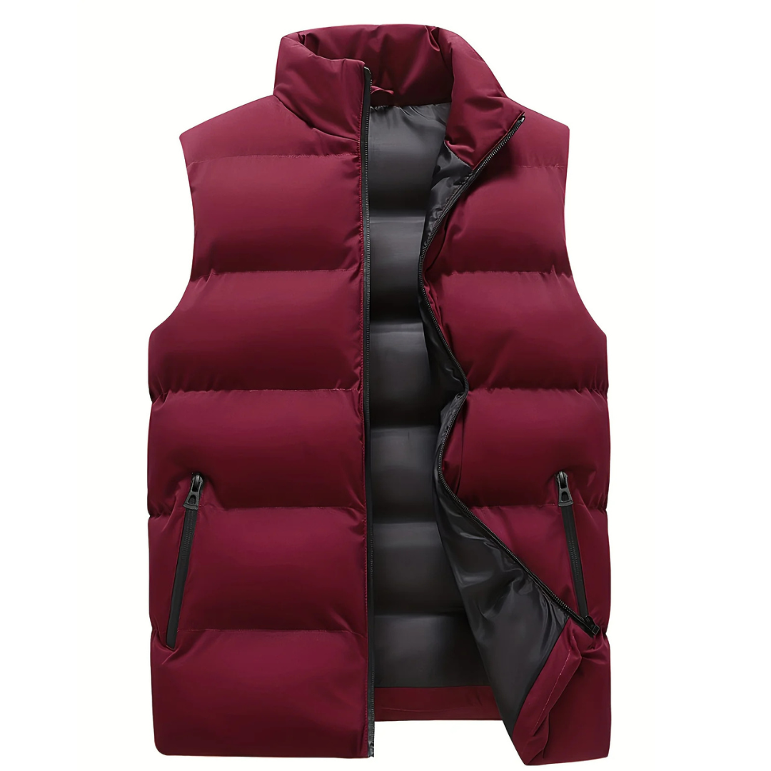 Gilet sans manches matelassé homme à col montant et zip