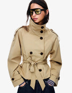 Trench donna corto con collo alla coreana