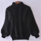 Pull femme à col roulé manches longues coupe ample