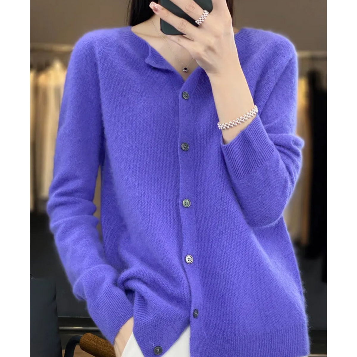 Cardigan donna in maglia con bottoni e maniche lunghe
