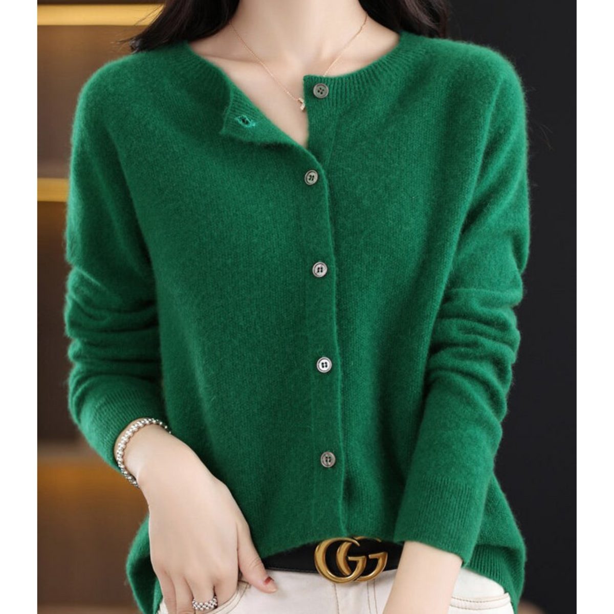 Cardigan donna in maglia con bottoni e maniche lunghe