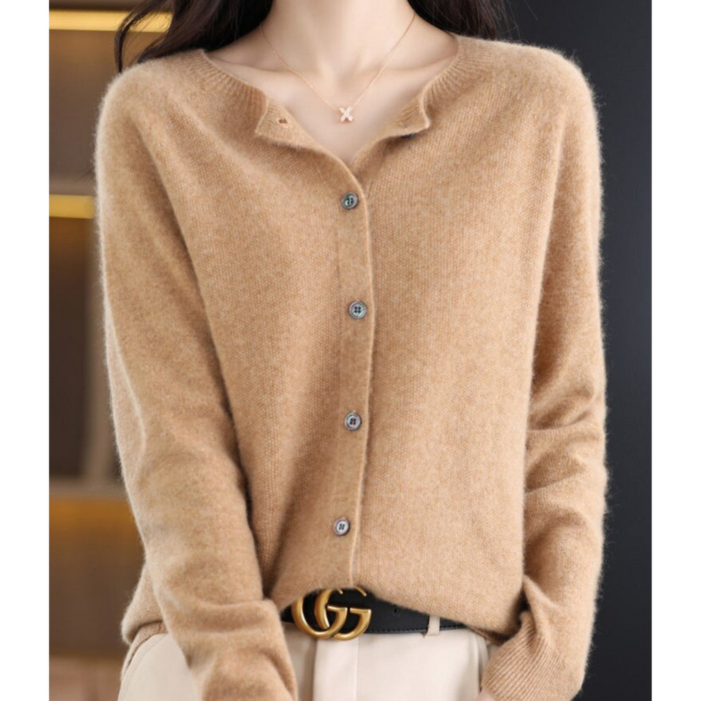 Cardigan donna in maglia con bottoni e maniche lunghe