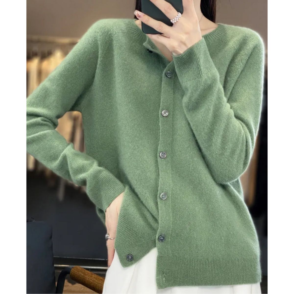 Cardigan donna in maglia con bottoni e maniche lunghe