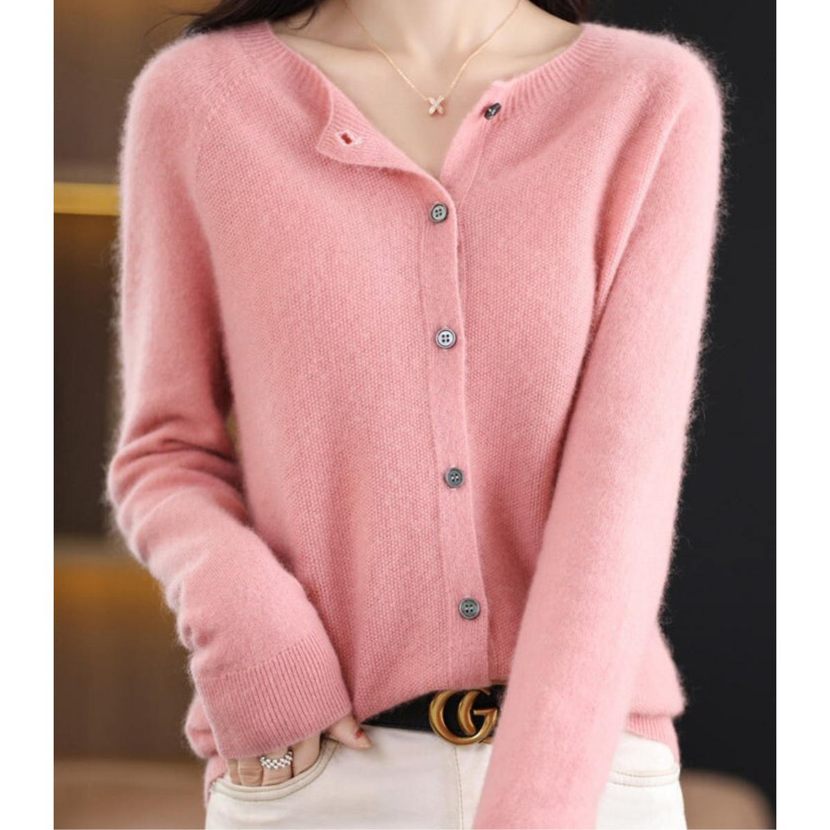 Cardigan donna in maglia con bottoni e maniche lunghe