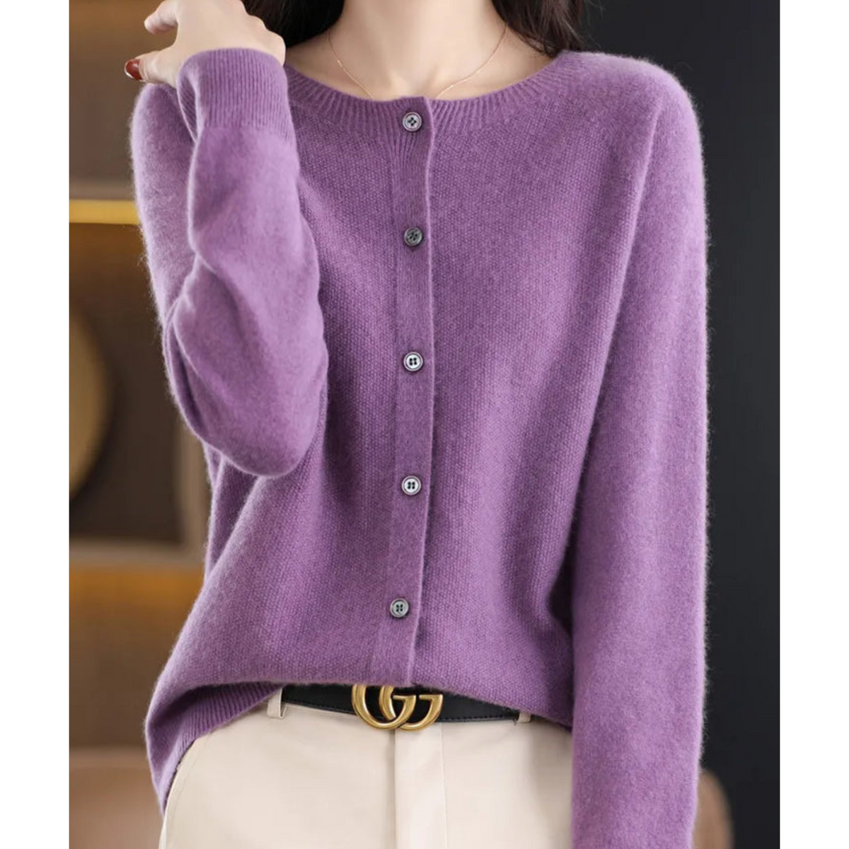 Cardigan donna in maglia con bottoni e maniche lunghe