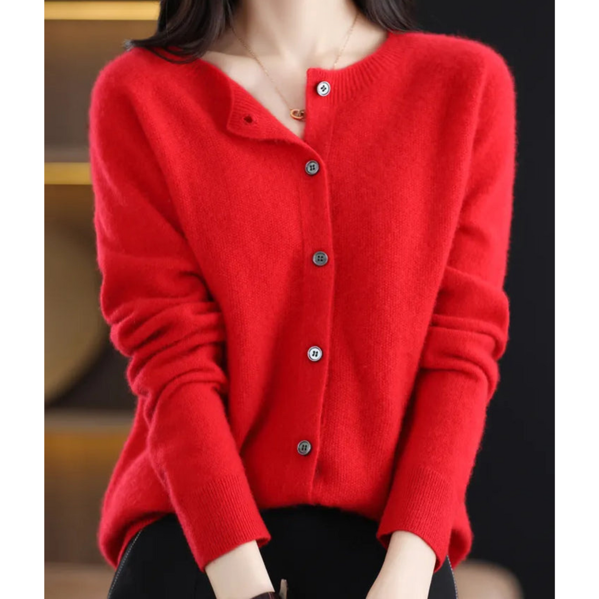 Cardigan donna in maglia con bottoni e maniche lunghe