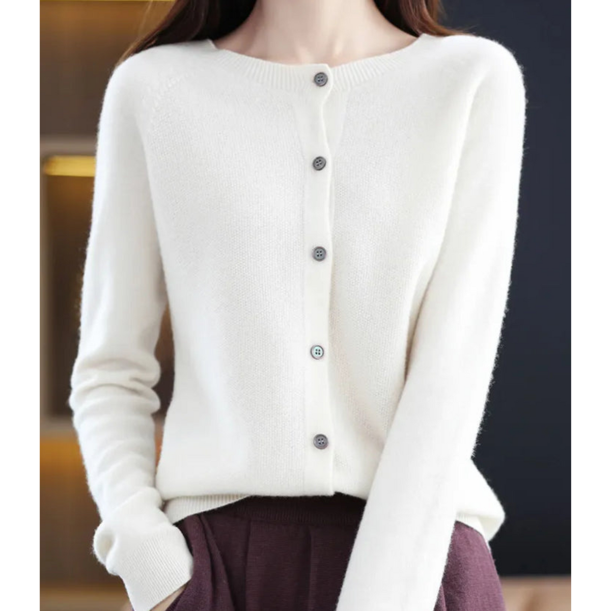 Cardigan donna in maglia con bottoni e maniche lunghe