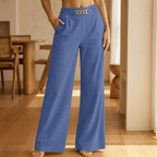 Pantalón de pernera ancha de mujer y talle alto