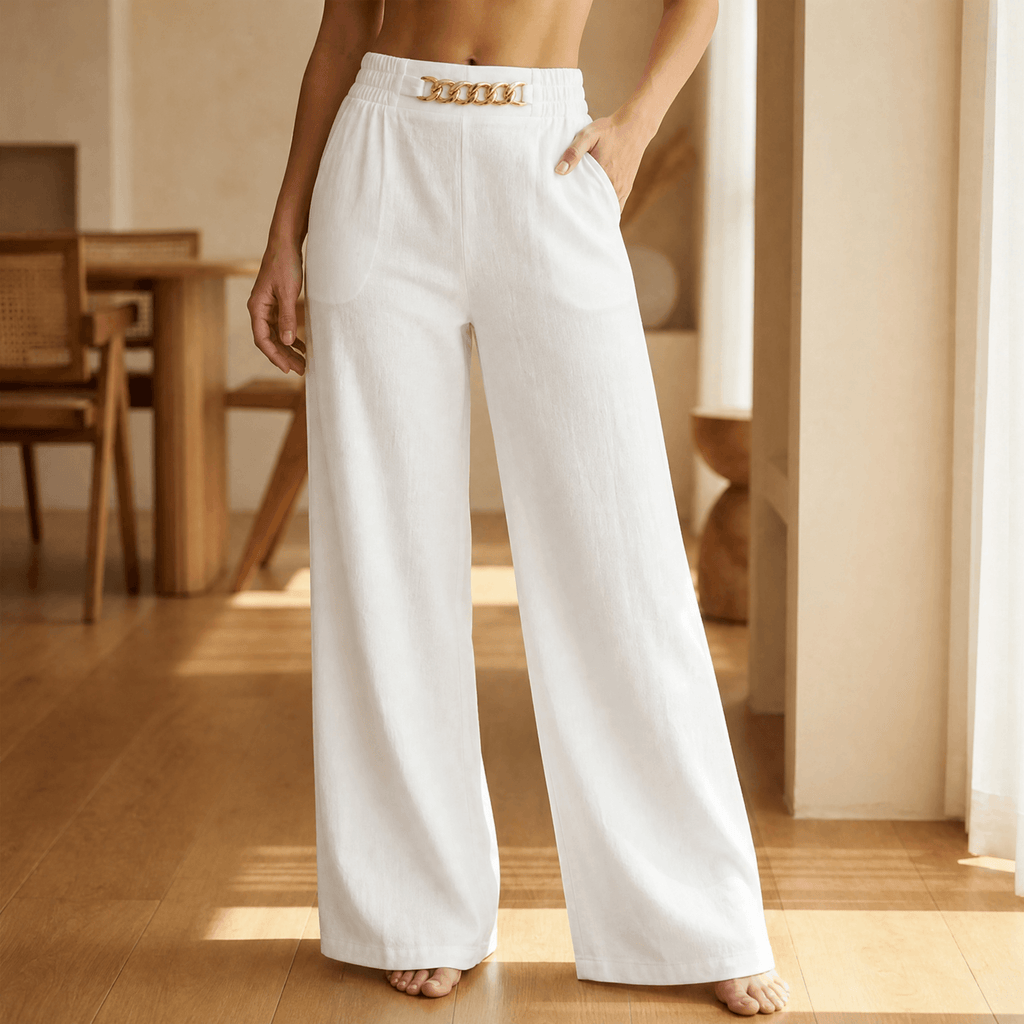 Pantalón de pernera ancha de mujer y talle alto
