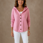Cardigan femme à capuche et boutons en maille
