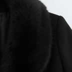 Cappotto donna lungo con cintura e colletto in pelliccia