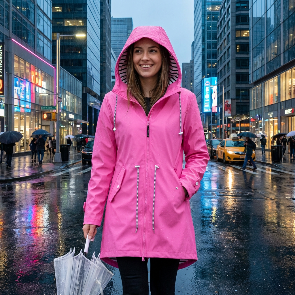 Veste de pluie femme longue à capuche