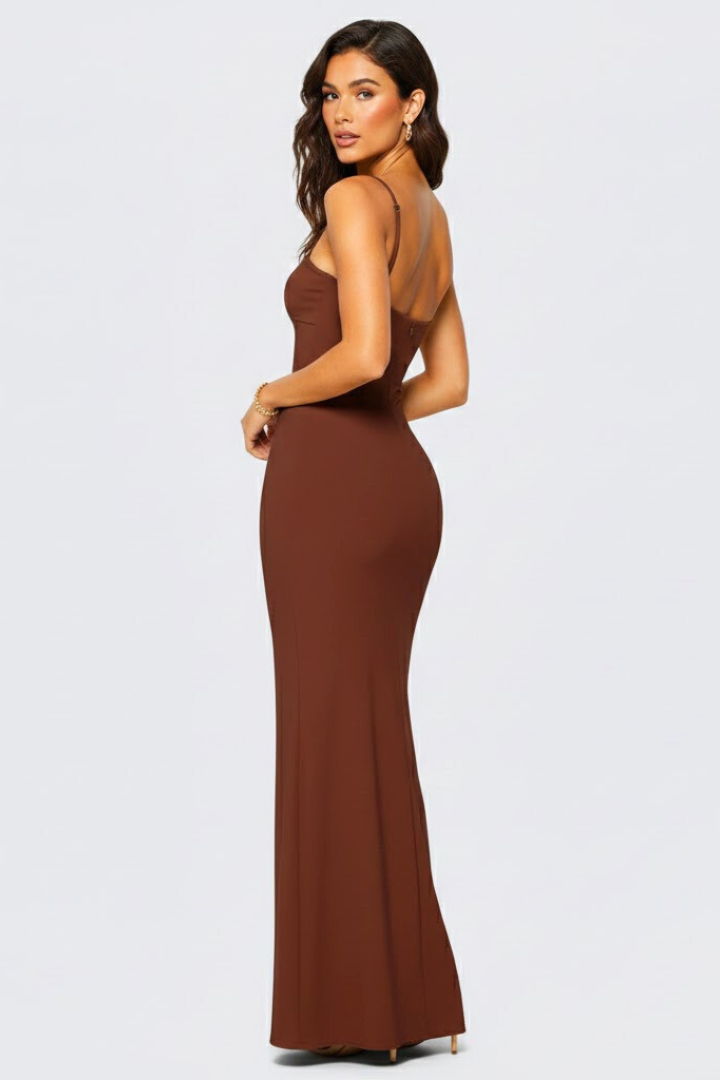 Vestito maxi donna con spalline sottili e schiena scoperta