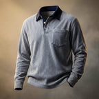 Poloshirt til mænd med lange ærmer og krave