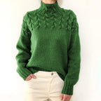 Pull femme à col roulé, torsades et manches longues