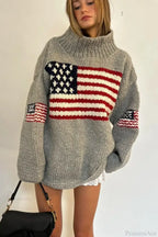 Camisola de mulher de gola alta com motivo de bandeira
