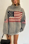Camisola de mulher de gola alta com motivo de bandeira