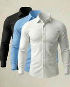 Camicia elasticizzata donna, confezione da 3, blu, taglio comodo per tutti i giorni