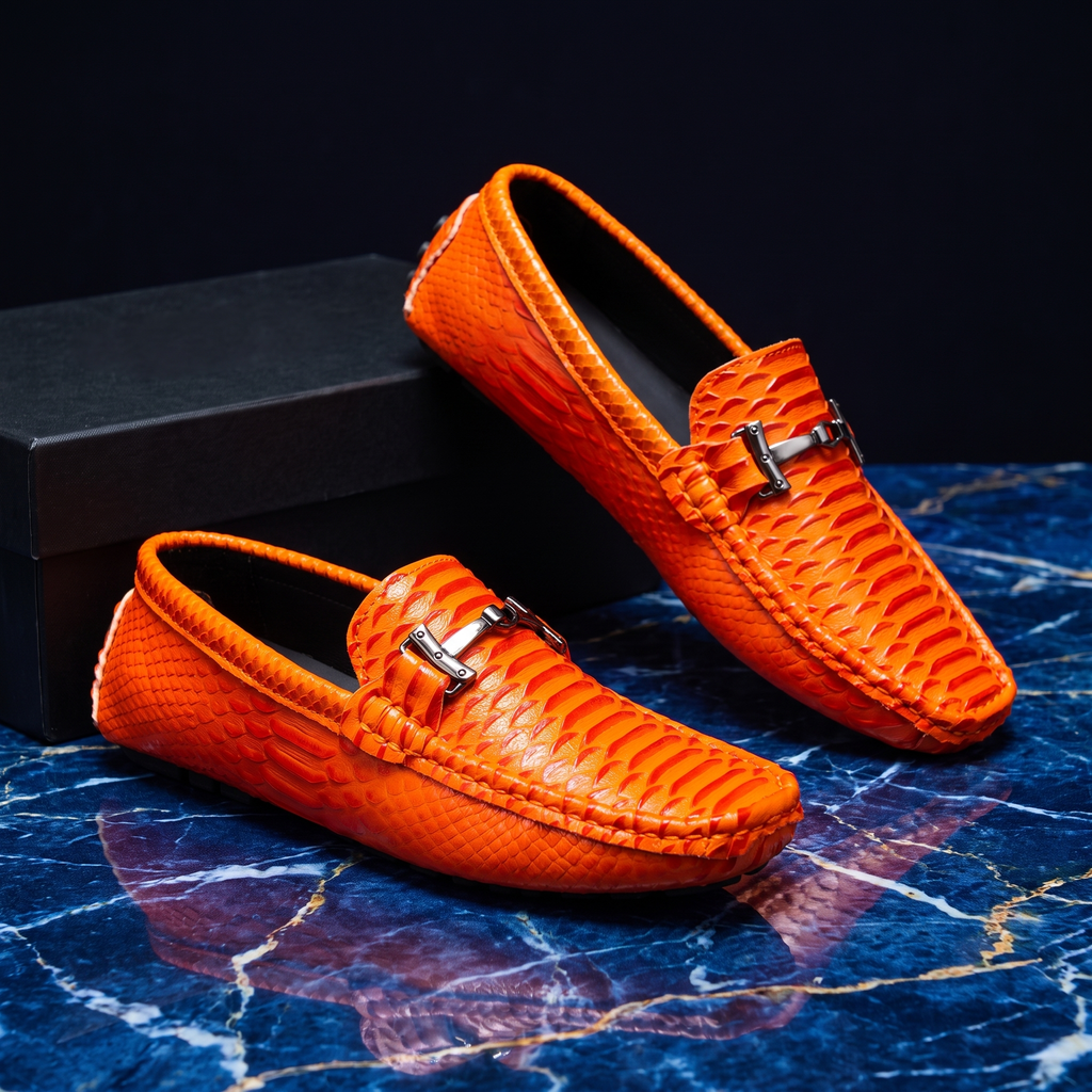Mocasini unisex texturați cu cataramă decorativă