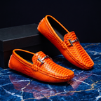 Mocasini unisex texturați cu cataramă decorativă