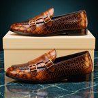 Mocasines de mujer con hebillas y grabado de escamas