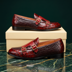 Mocasines de mujer con hebillas y grabado de escamas