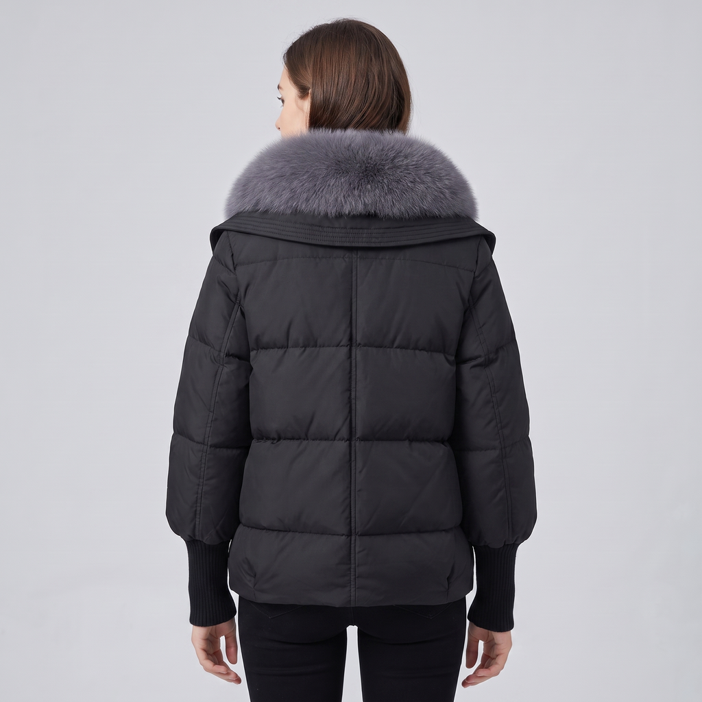 Chaqueta acolchada de mujer con cuello grande esponjoso