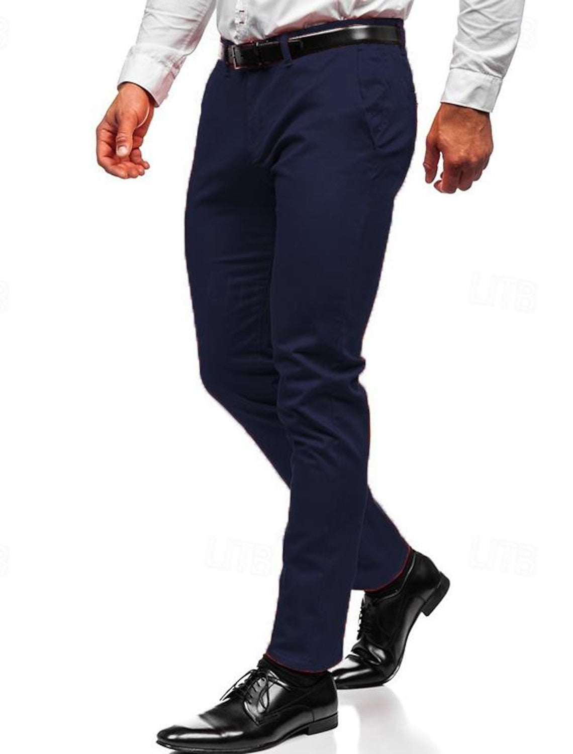 Męskie spodnie slim fit z kieszeniami bocznymi i długimi nogawkami