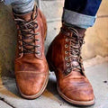 Botins de homem com atacadores e biqueira redonda, clássicos