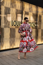 Women's Red Floral Dress With a Flowy Cut for Summer