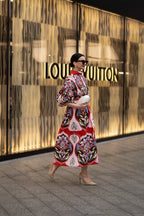 Women's Red Floral Dress With a Flowy Cut for Summer