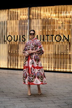 Women's Red Floral Dress With a Flowy Cut for Summer