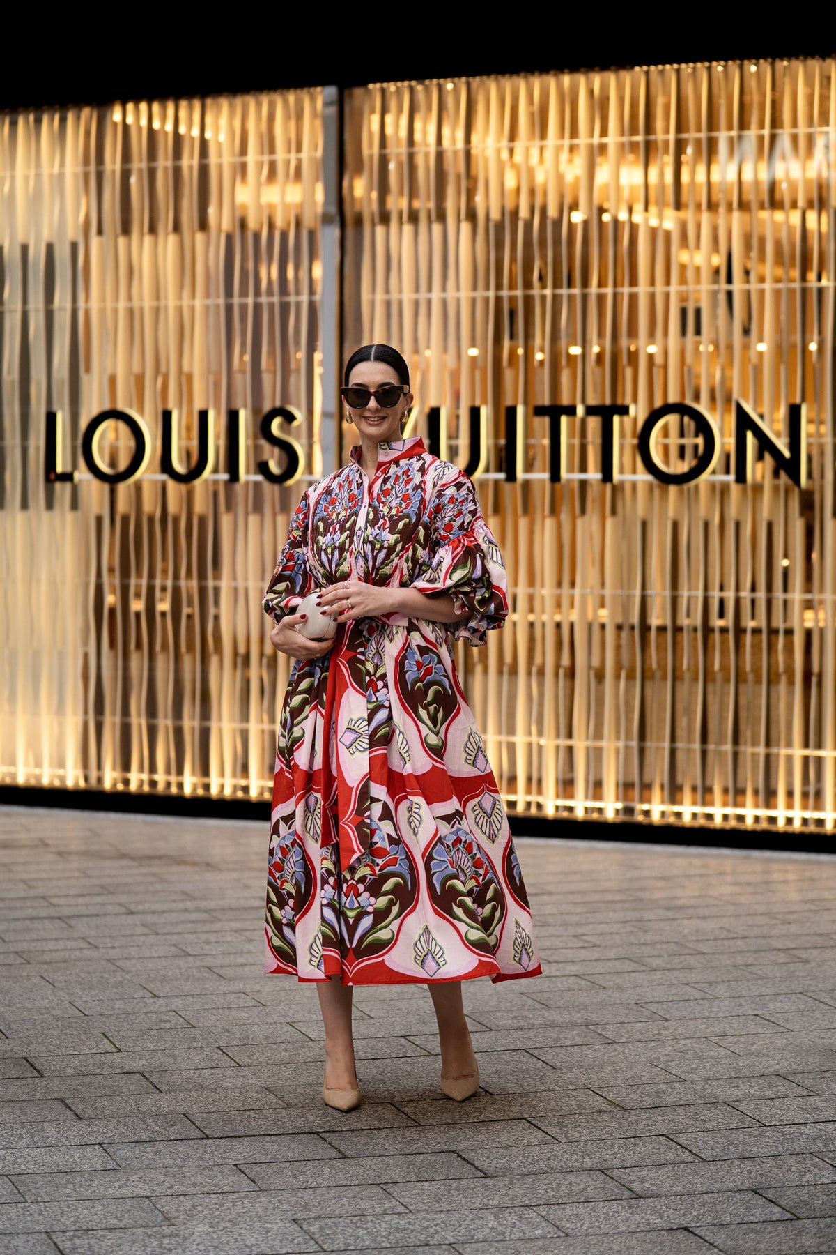 Women's Red Floral Dress With a Flowy Cut for Summer