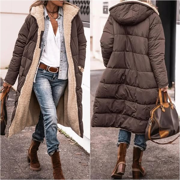 Parka matelassée d'hiver femme à capuche, longue