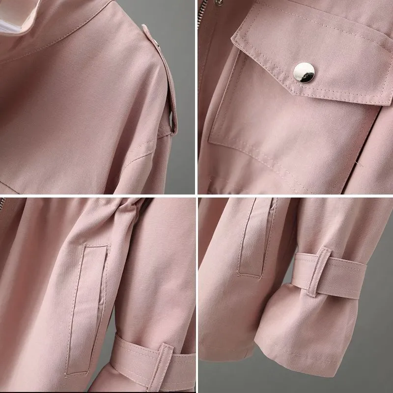 Chaqueta impermeable de mujer con capucha y bolsillos