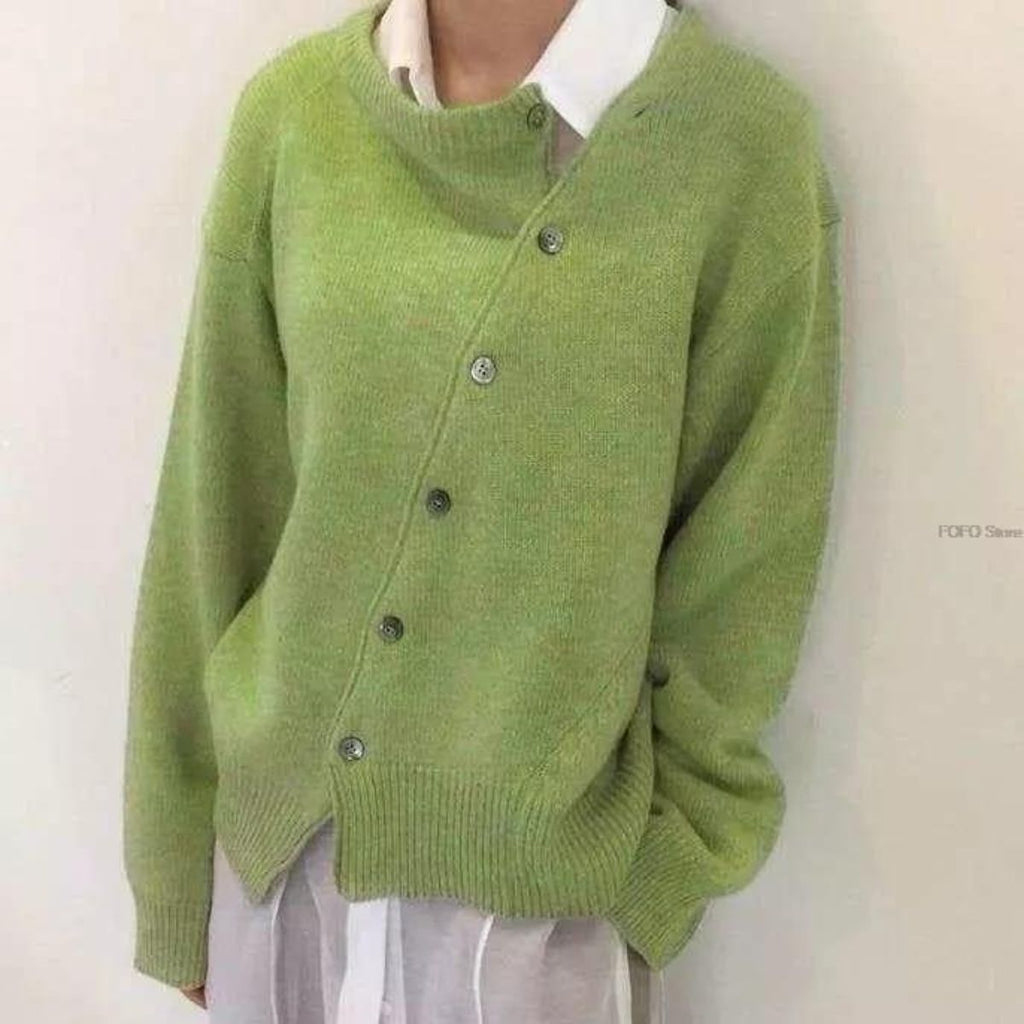 Maglione donna cardigan con bottoni e scollo a V