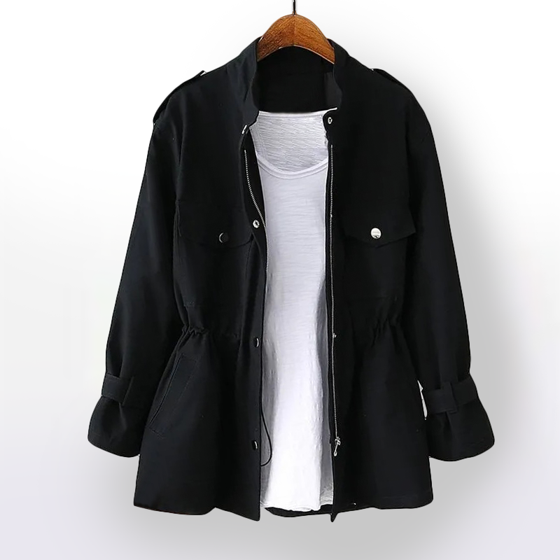 Chaqueta impermeable de mujer con capucha y bolsillos