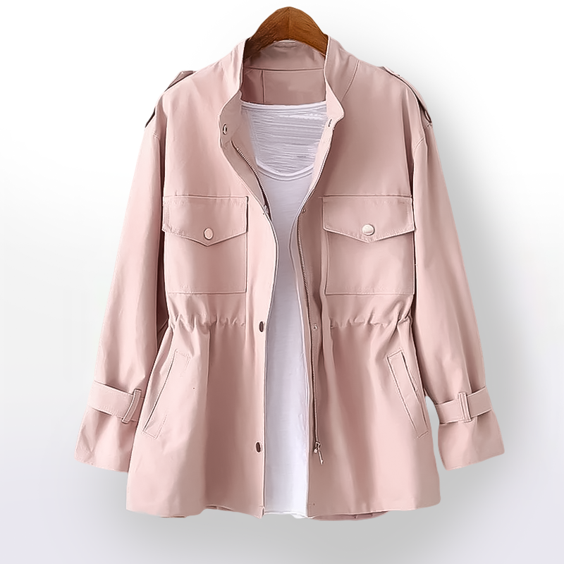 Chaqueta impermeable de mujer con capucha y bolsillos