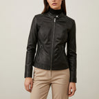 Blouson femme perfecto ajusté zippé, manches longues