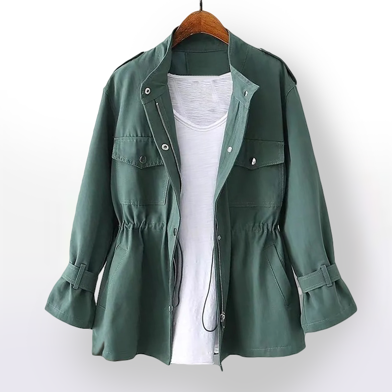 Chaqueta impermeable de mujer con capucha y bolsillos