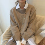 Maglione donna cardigan con bottoni e scollo a V